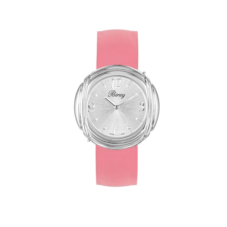 Poiray Ma Préférée steel watch with a special edition Valentine's Day strap