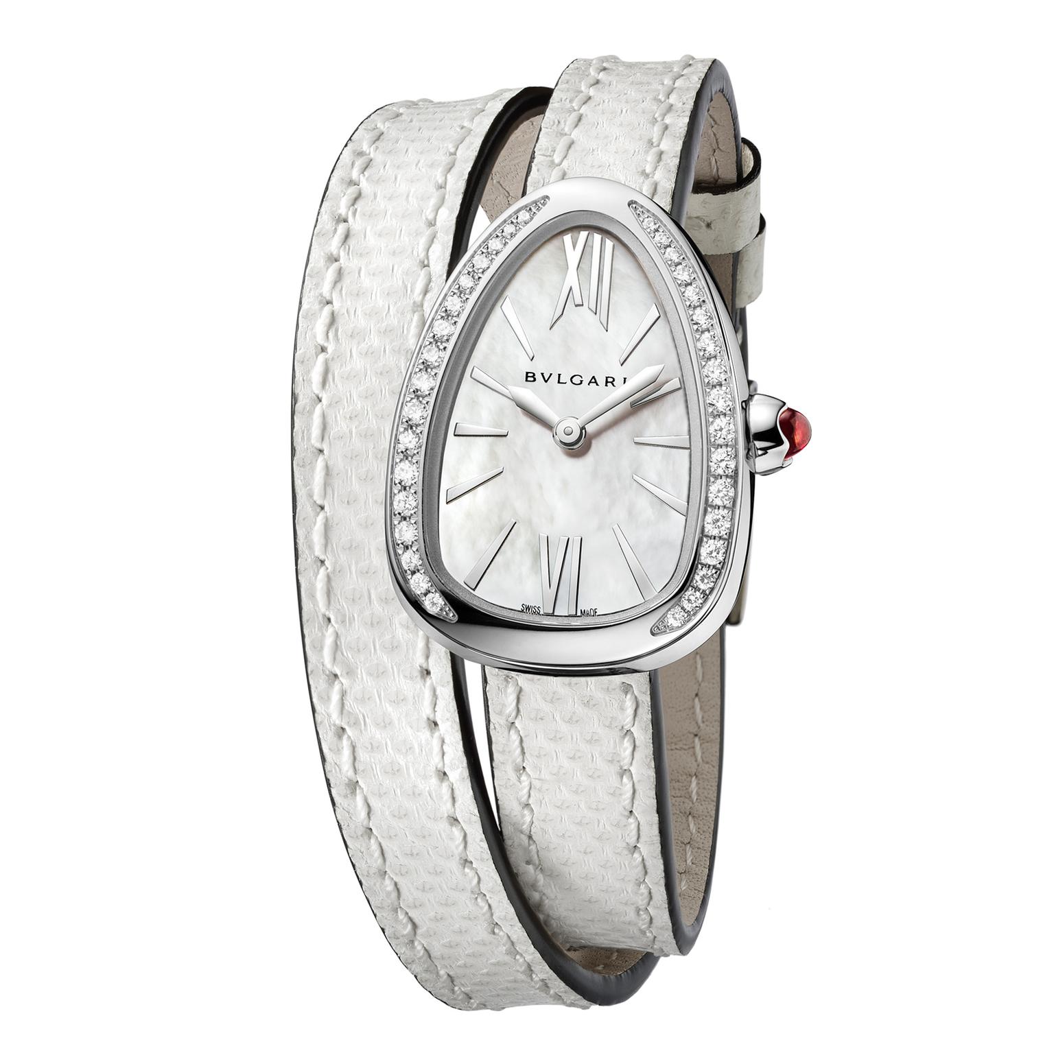 Bulgari Serpenti watch in steel with diamonds