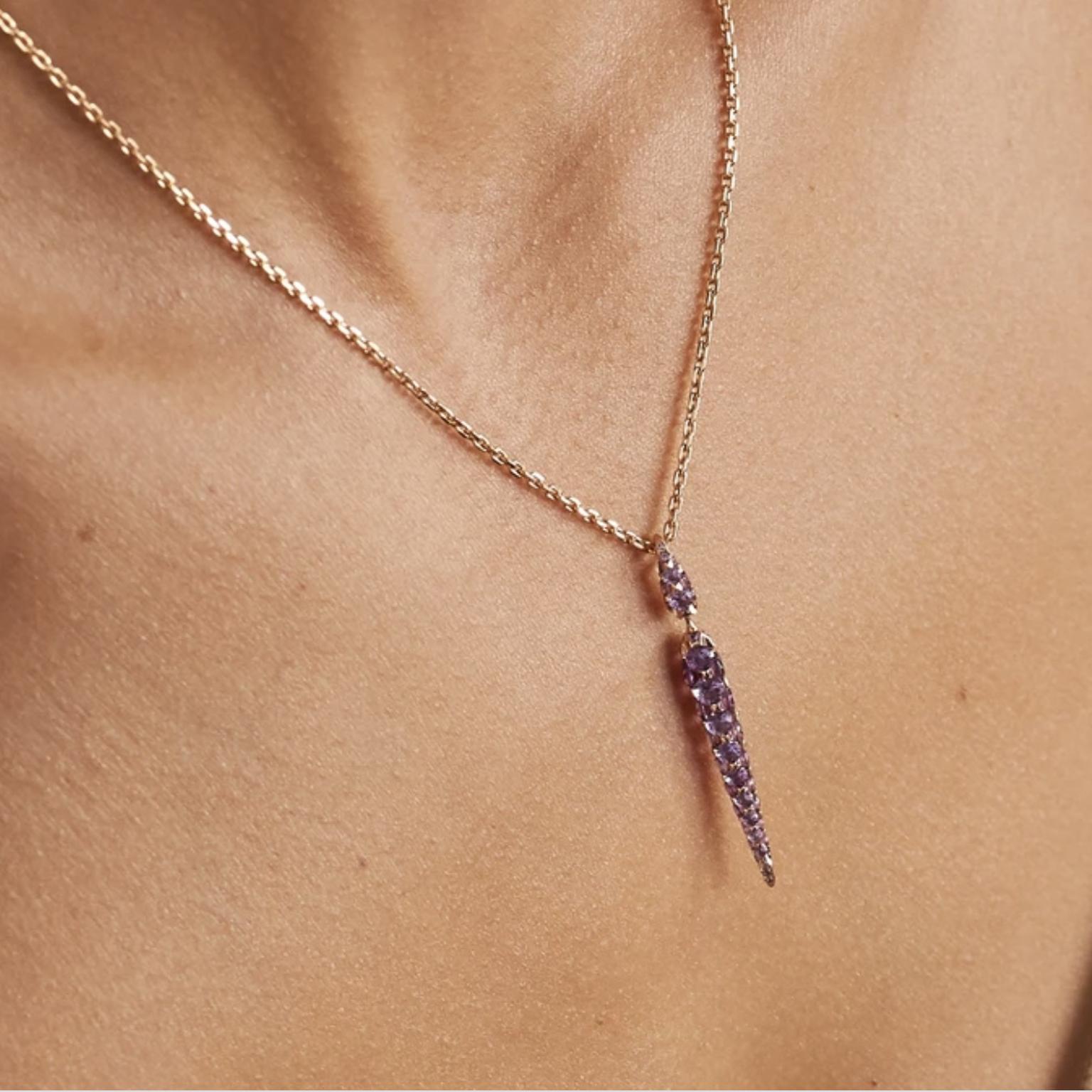 BOGHOSSIAN Merveilles Icicle 18-karat rose gold amethyst necklace  £4,600 on model