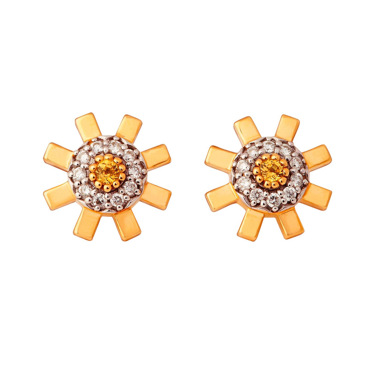 Stenmark yellow sapphire and white diamond stud earrings