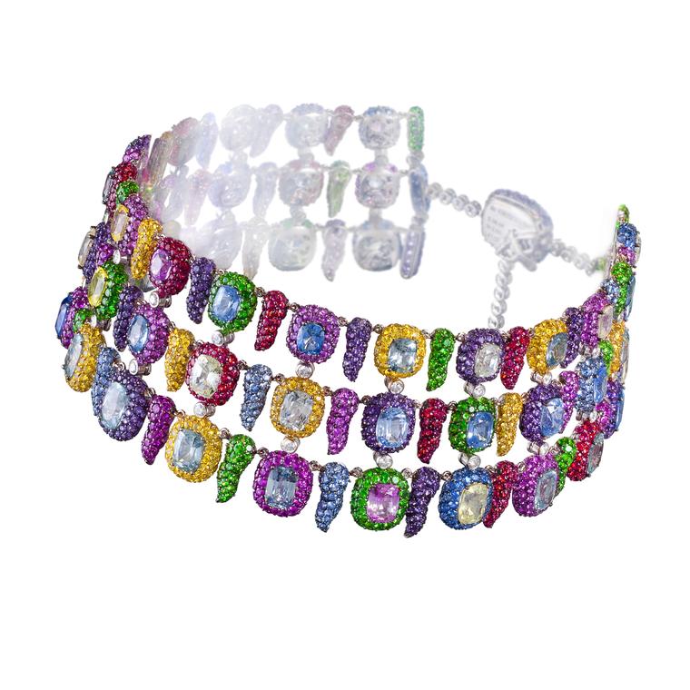 Diamond and sapphire choker top