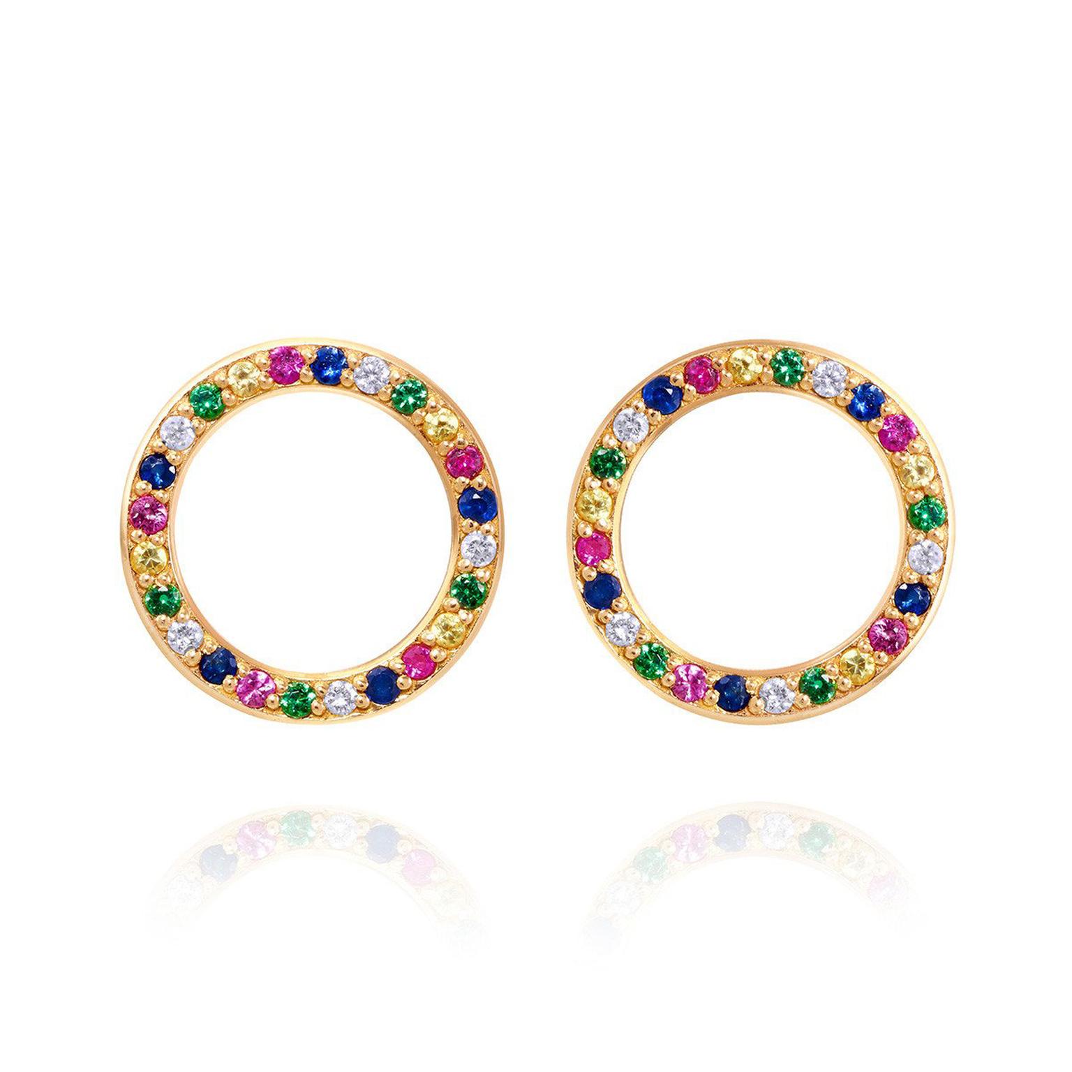 Sabine Getty Baby Memphis studs with multi-coloured gemstones