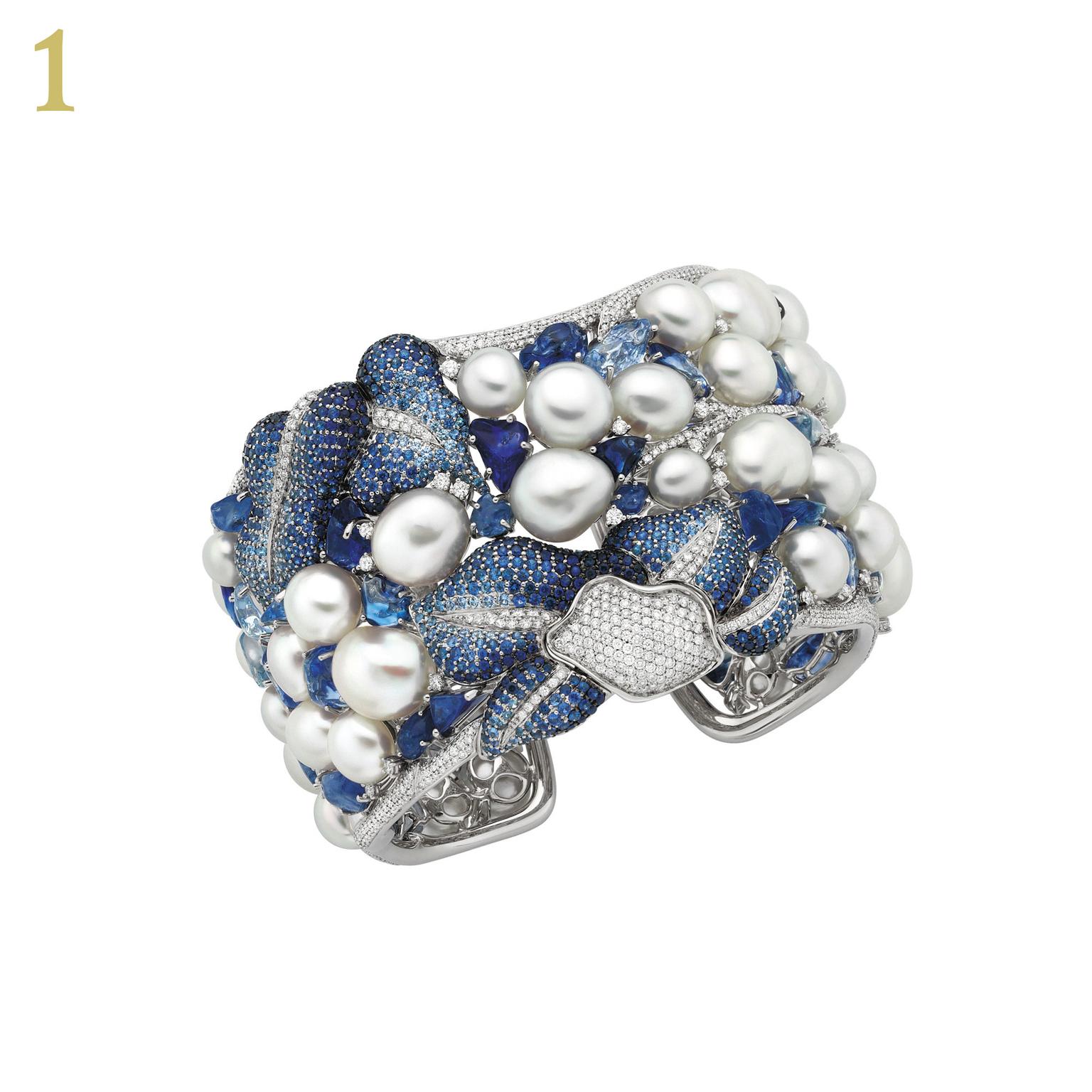 Autore pear blue sapphire diamond cuff