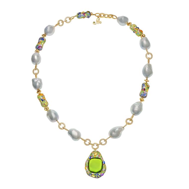 Margot McKinney baroque pearl and peridot necklace