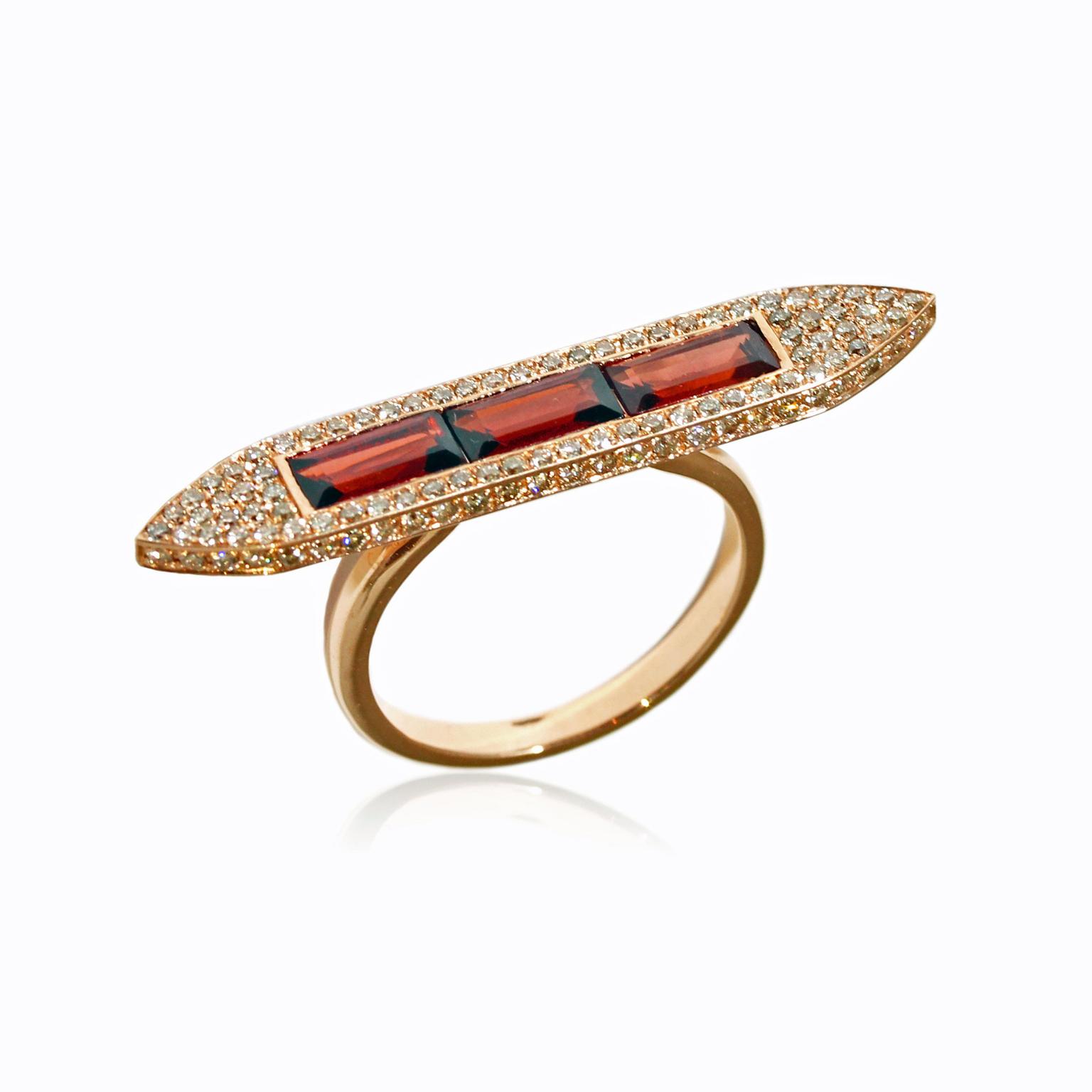Ralph Masri geometric rose gold and diamond ring