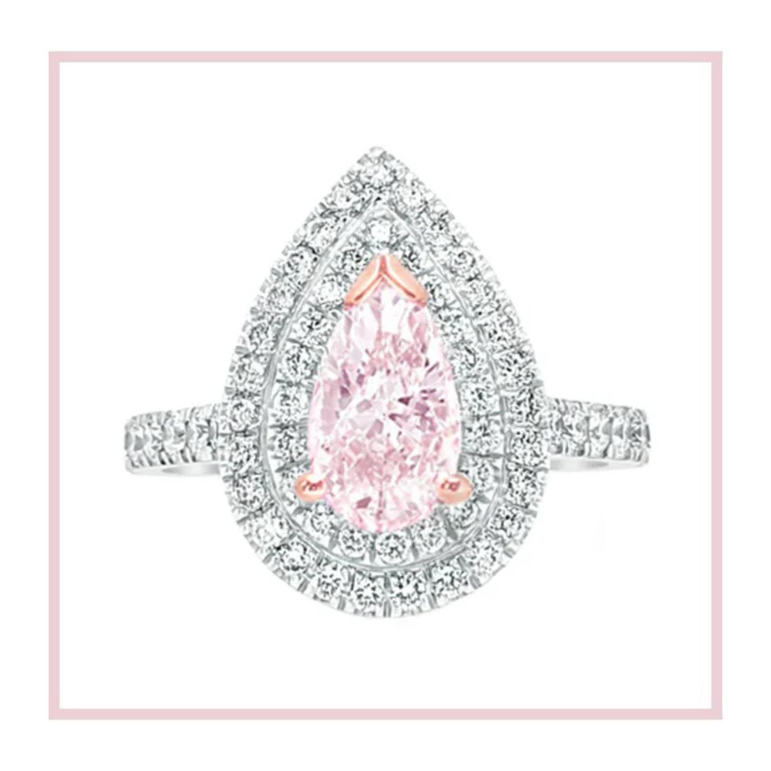 Pear Shaped Double Halo Diamond Engagement Ring by Howard Design