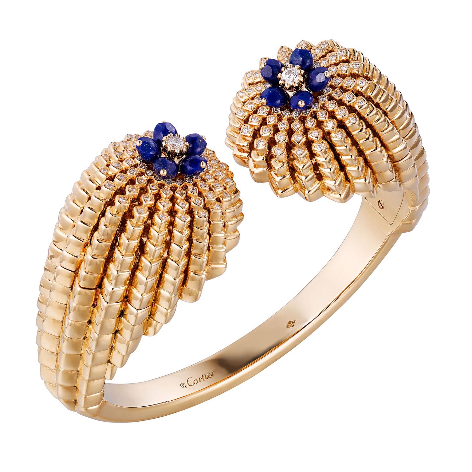 Cactus de Cartier cuff with lapis lazuli flowers