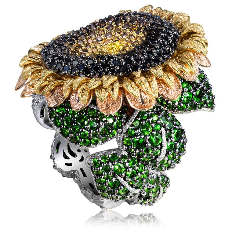 Gold Sunflower Ring from Alex Soldier