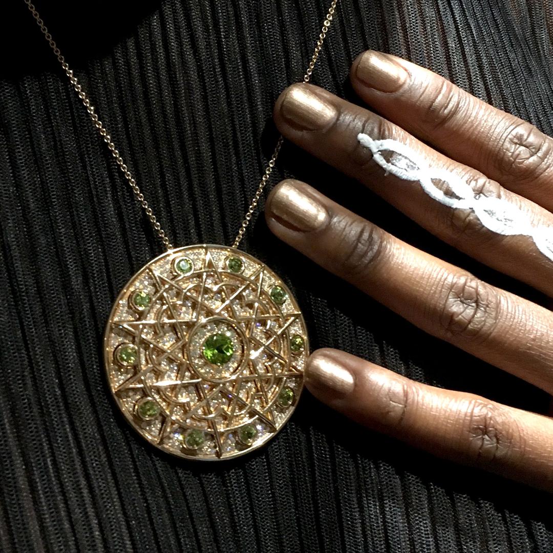 Damali peridot and diamond pendant necklace Lily Gabriella The