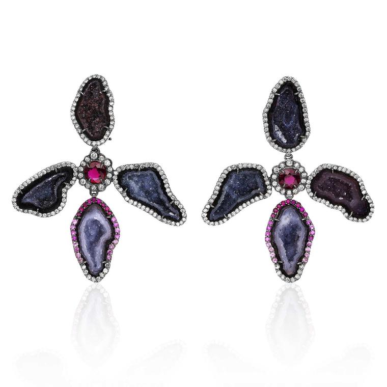 Kimberly McDonald Orchide dark geode earrings