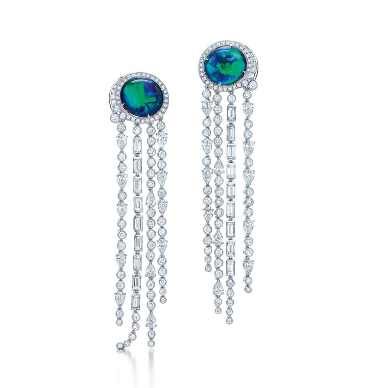 Tiffany Blue Book diamond and opal fringe earrings