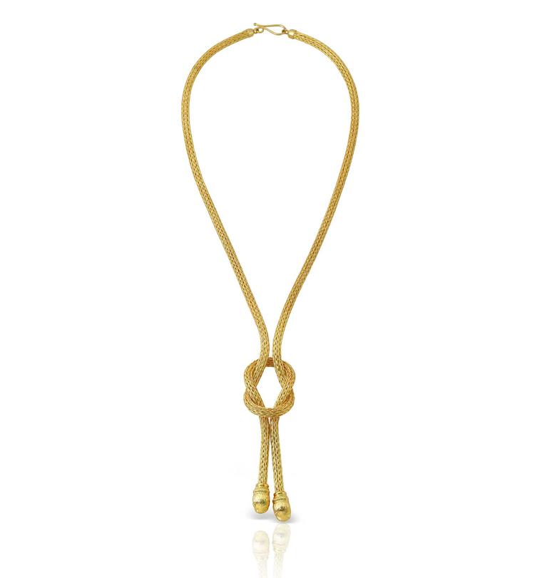 Lalaounis Hercules Knot woven gold necklace.