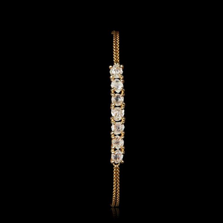 RoughDiamonds.dk 2.37 carat natural white rough diamond in 18 carat handcrafted double gold chain bracelet