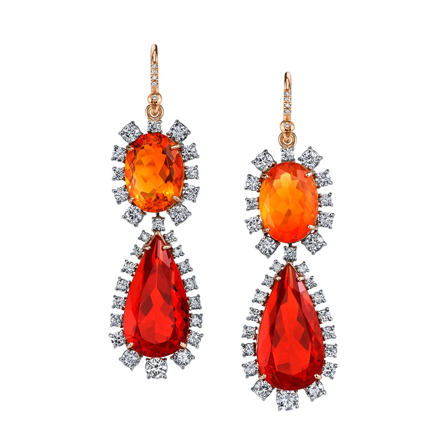 Irene Neuwirth fire opal and diamond earrings