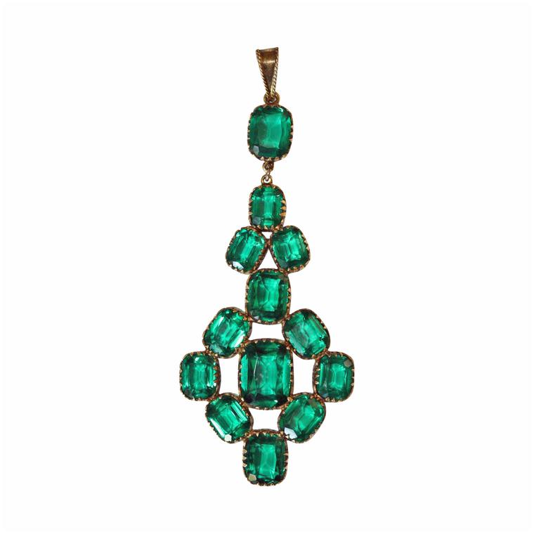 Elizabeth Rose Antiques emerald paste pendant