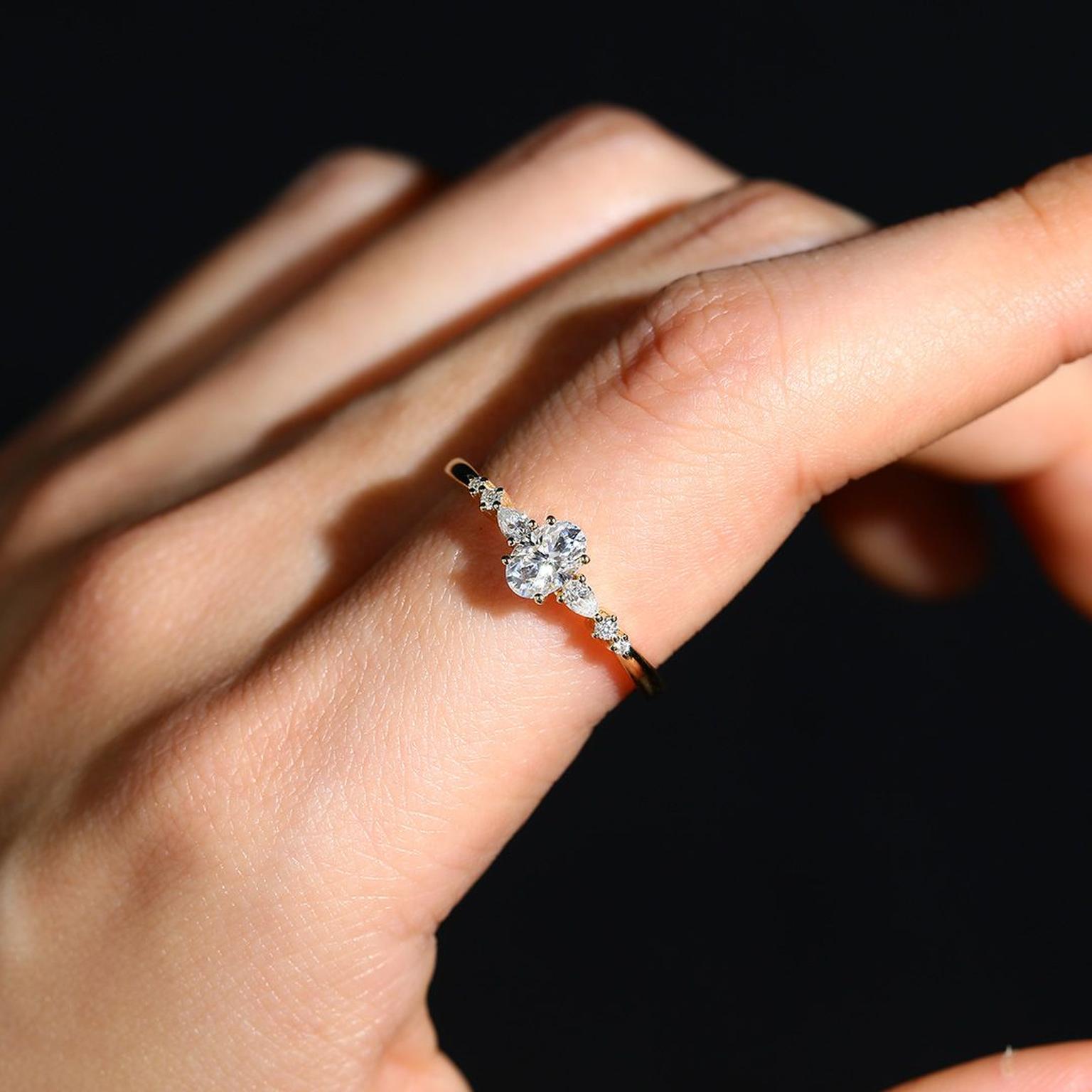 Oval moissanite ring by Molly Jewelry