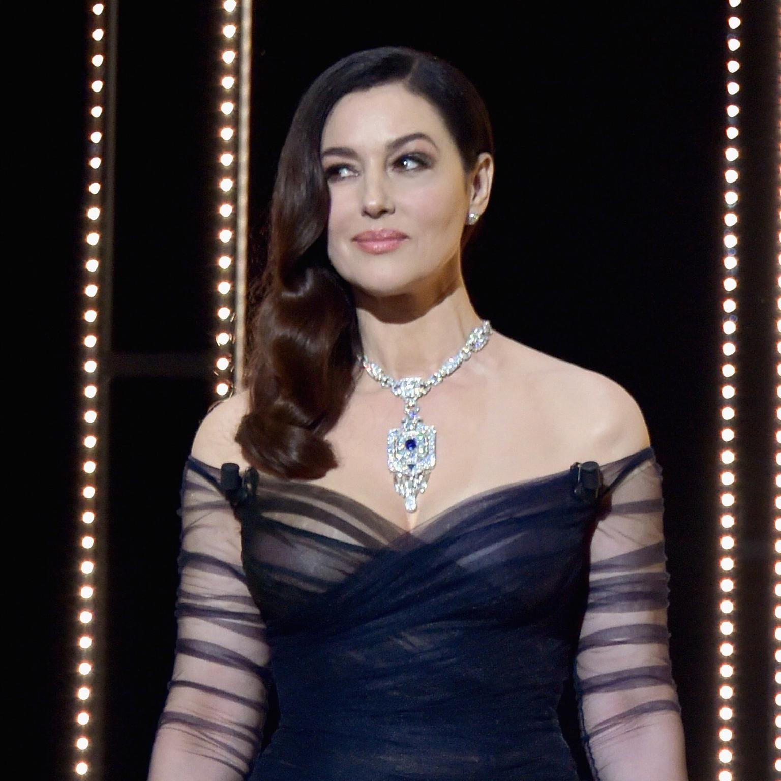 Monica Bellucci Cannes 2017 in Cartier necklace