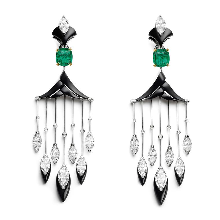 Chaumet Cascades Royale emerald and onyx earrings