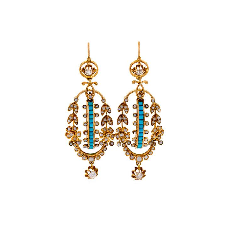 Macklowe Gallery turquoise seed pearl earrings