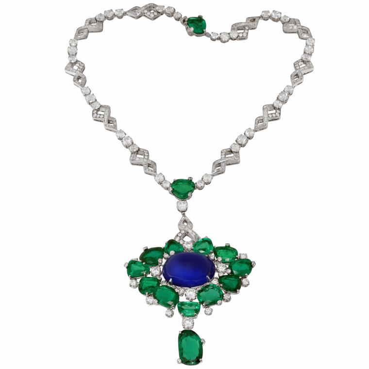 Bulgari MVSA emerald, sapphire and diamond necklace