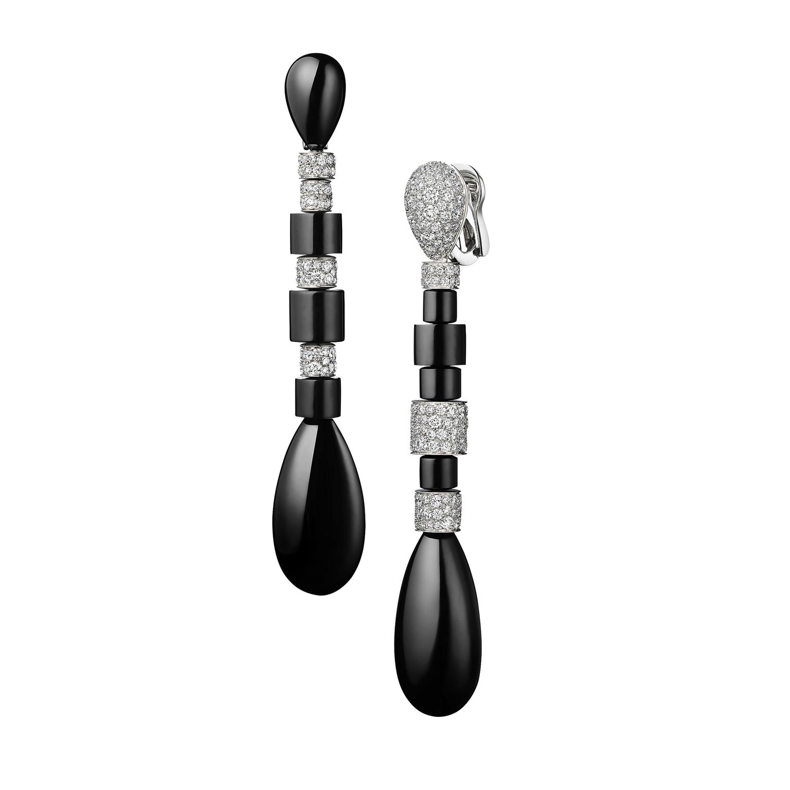 de GRISOGONO Tubetto white gold diamond and black jade earrings