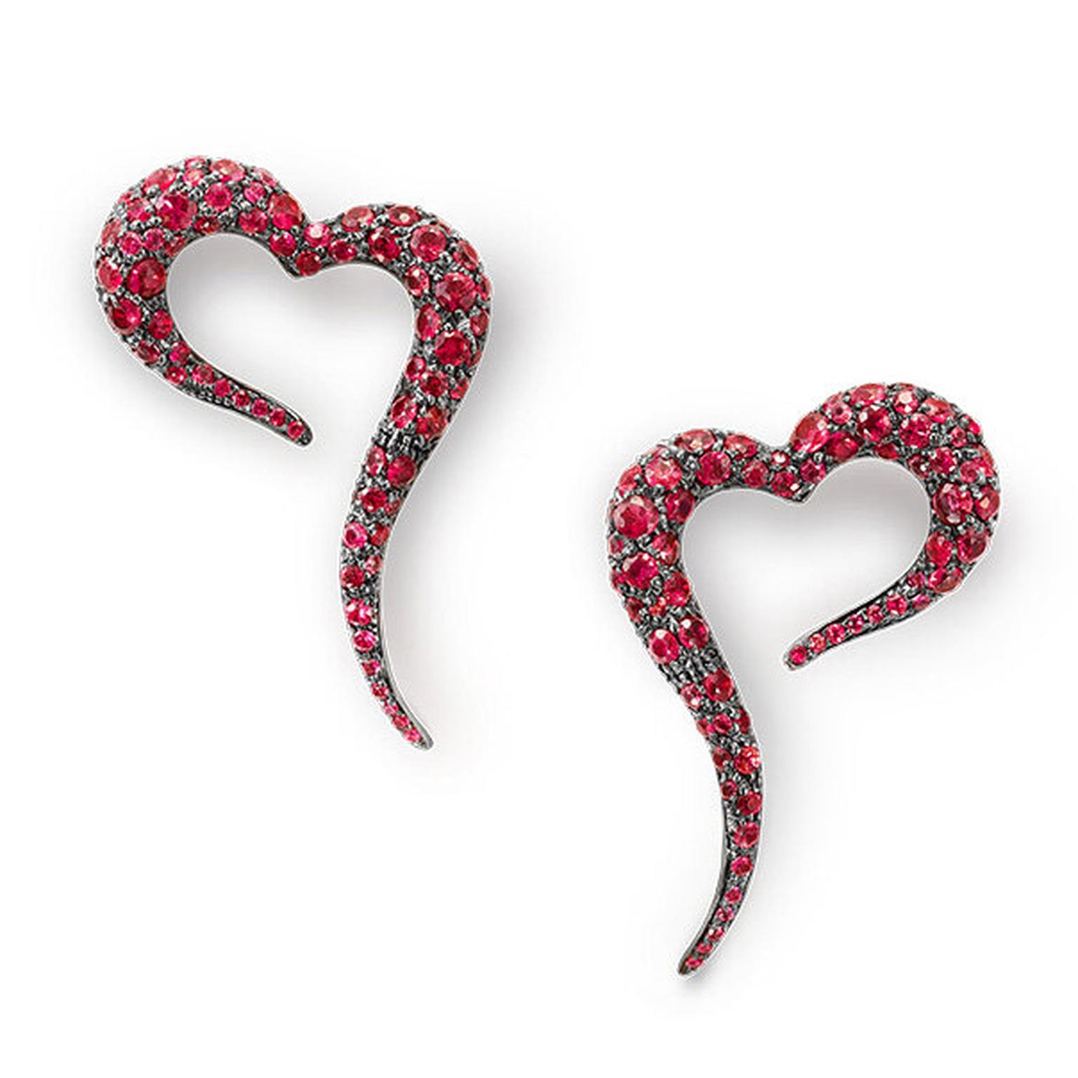 Ruby Heart earrings by Vanleles