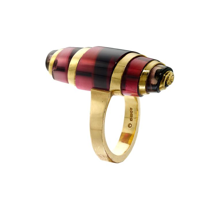 Charlotte De Syllas tourmaline and yellow gold ring