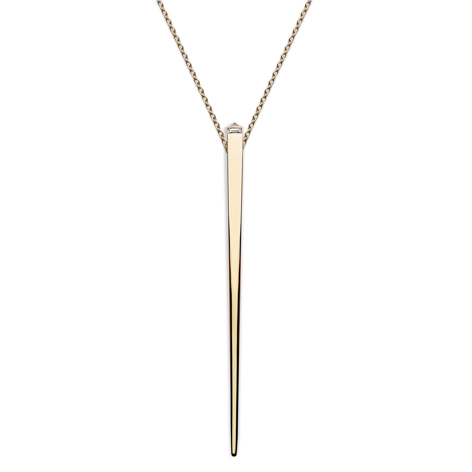 Tejen Long Diamond Capstone Pendant in Fairmined gold and diamonds