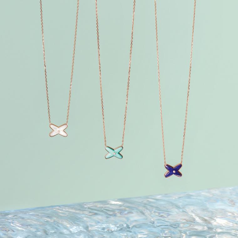 Liens Diptyque pendants in rose gold