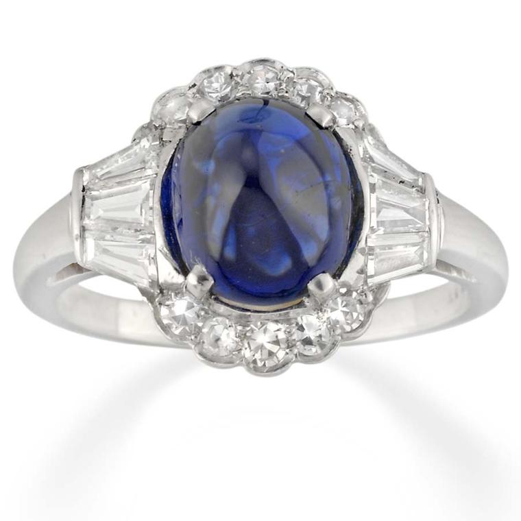 Art Deco sapphire and diamond cluster ring