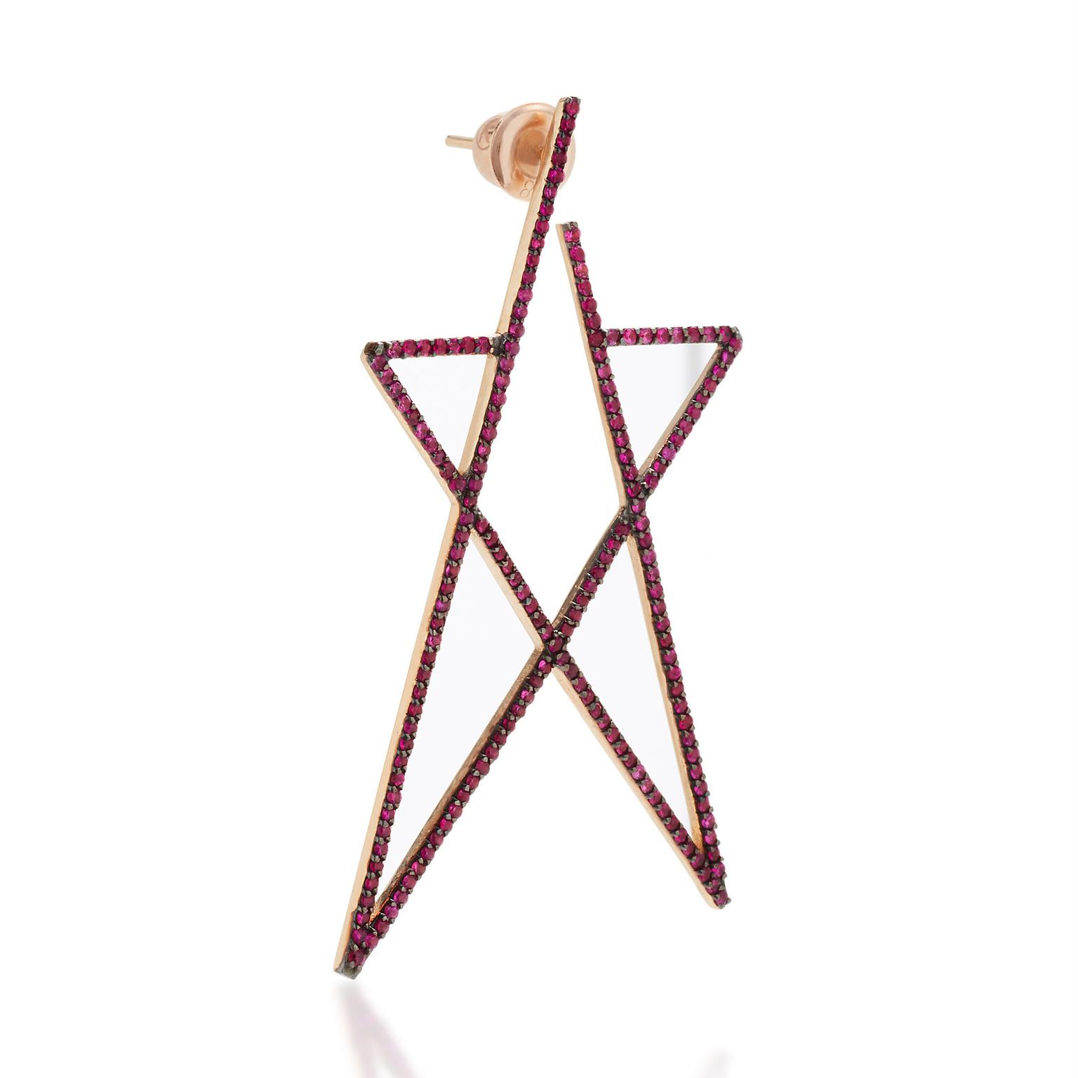 Kismet by Milka Struck Star ruby earring