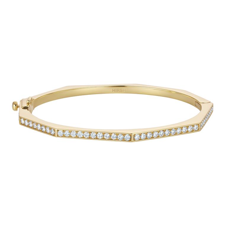 Hirsh Story yellow gold and diamond bangle in workshop
