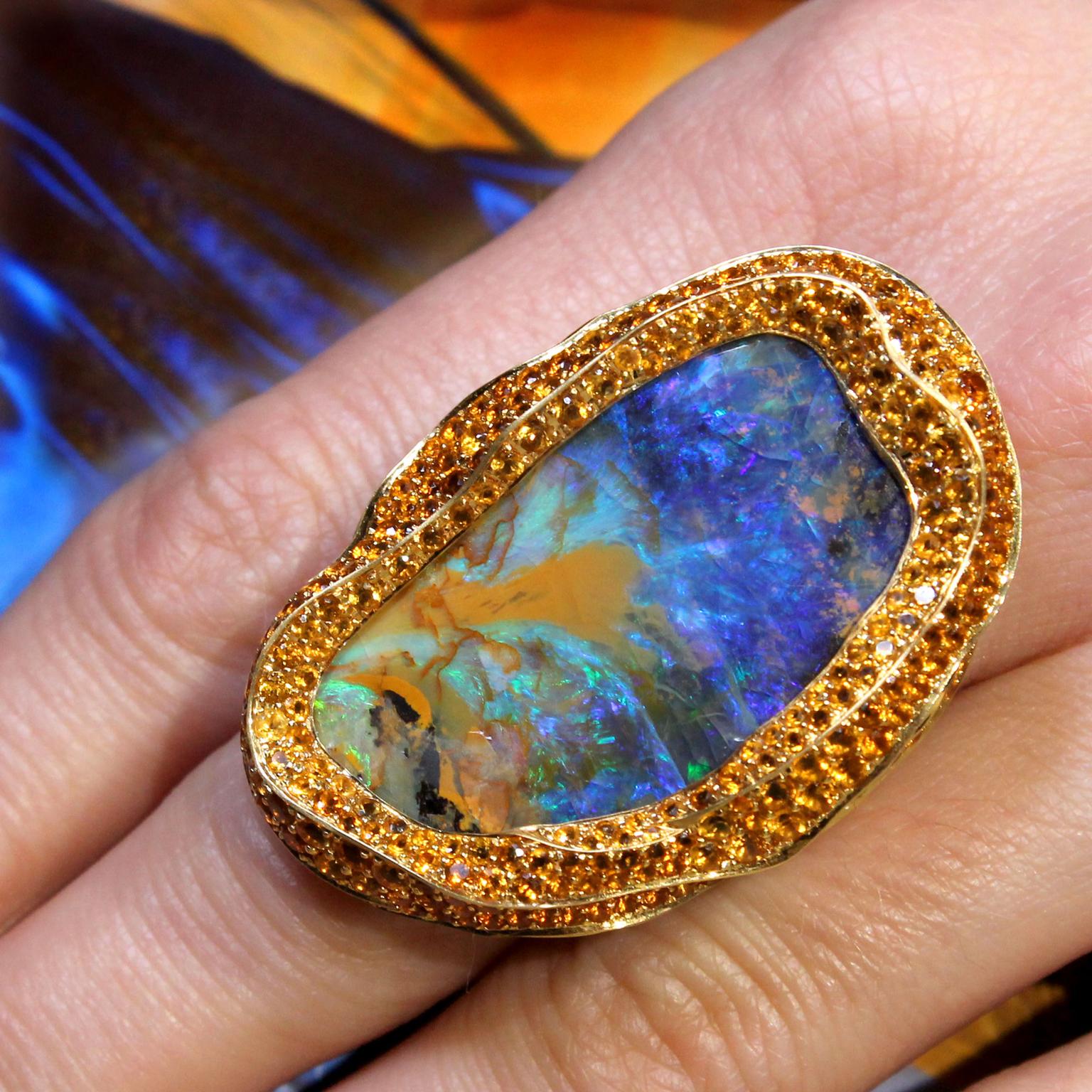 Lydia Courteille Sahara Boulder opal cocktail ring