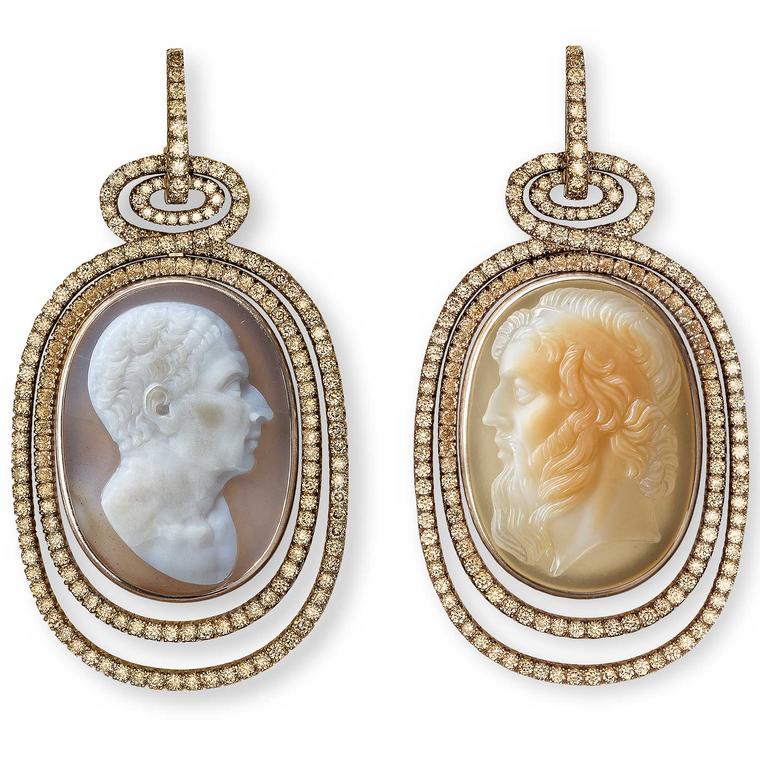 Hemmerle Cameo earrings with diamonds