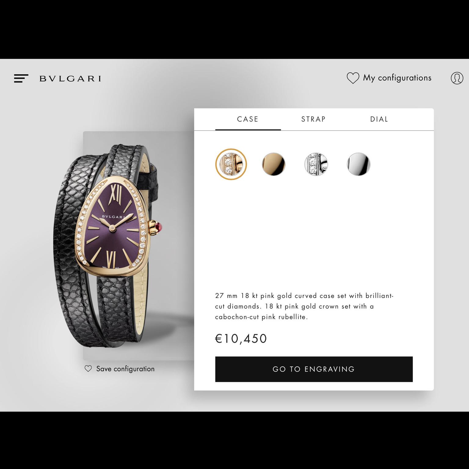 Bulgari Serpenti watch customisation app