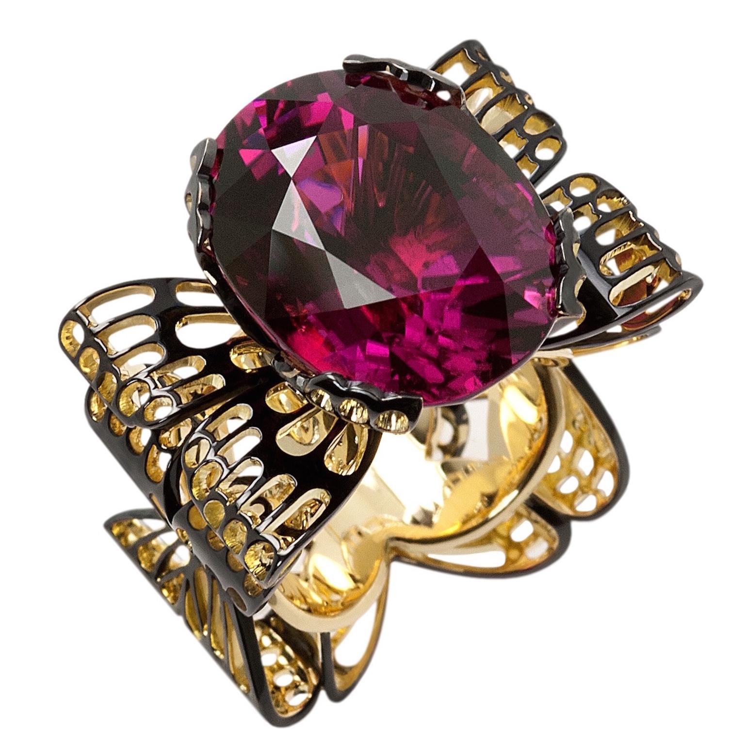 Ming Lampson Butterfly pink tourmaline ring