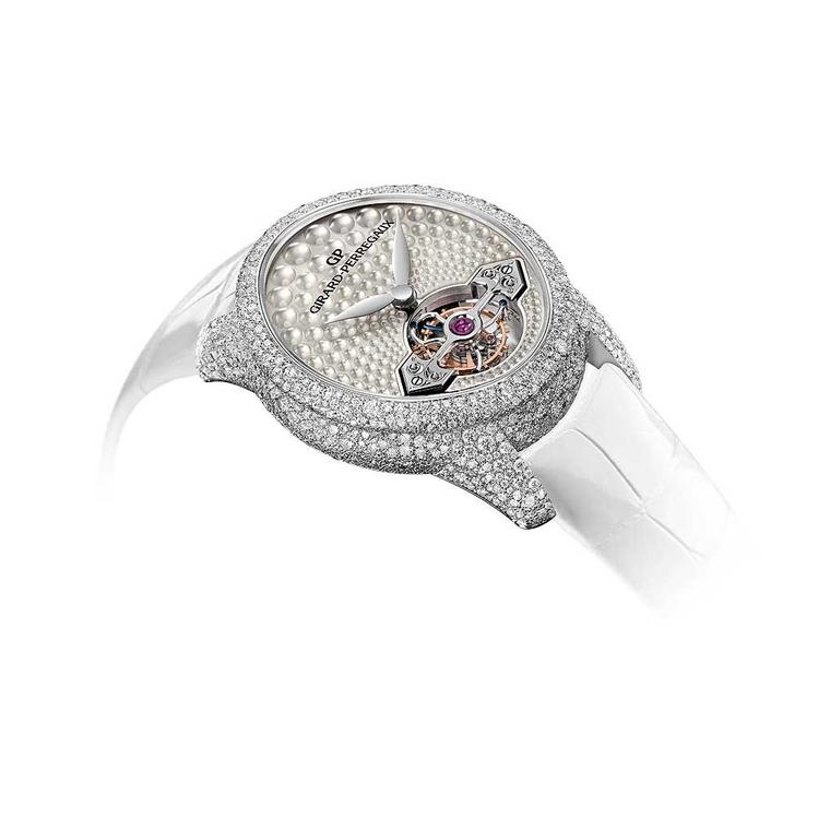 Girard Perregaux Cats Eye Jewellery watch with snow-setting side