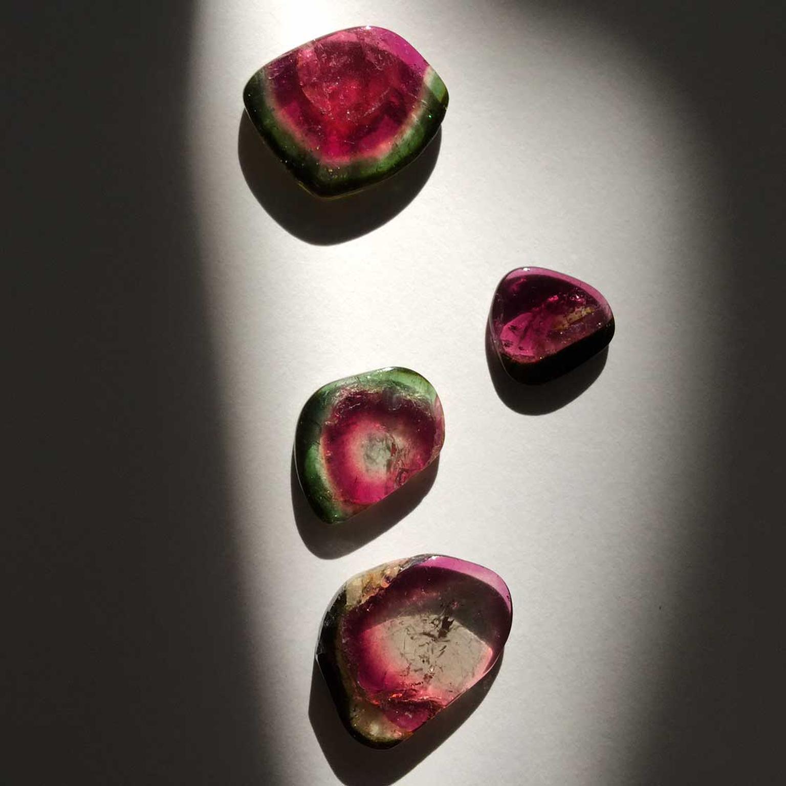 Watermelon tourmaline slices