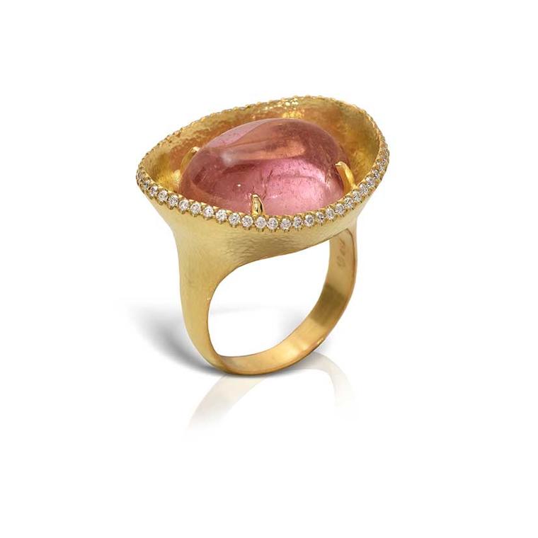 Petal ring with pink tourmaline by Lalaounis