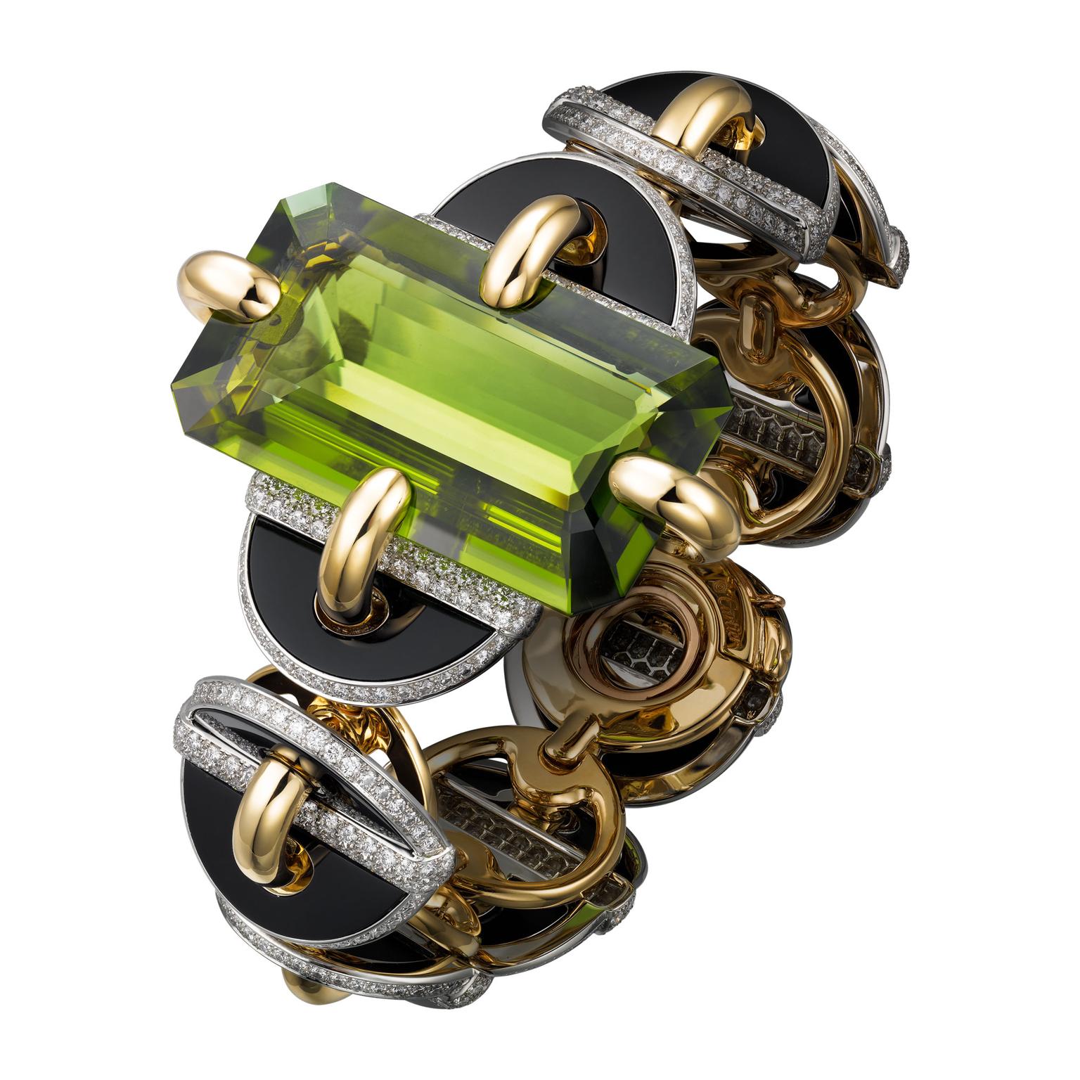 Cartier Étourdissant yellow gold, platinum, peridot, onyx and diamond bracelet