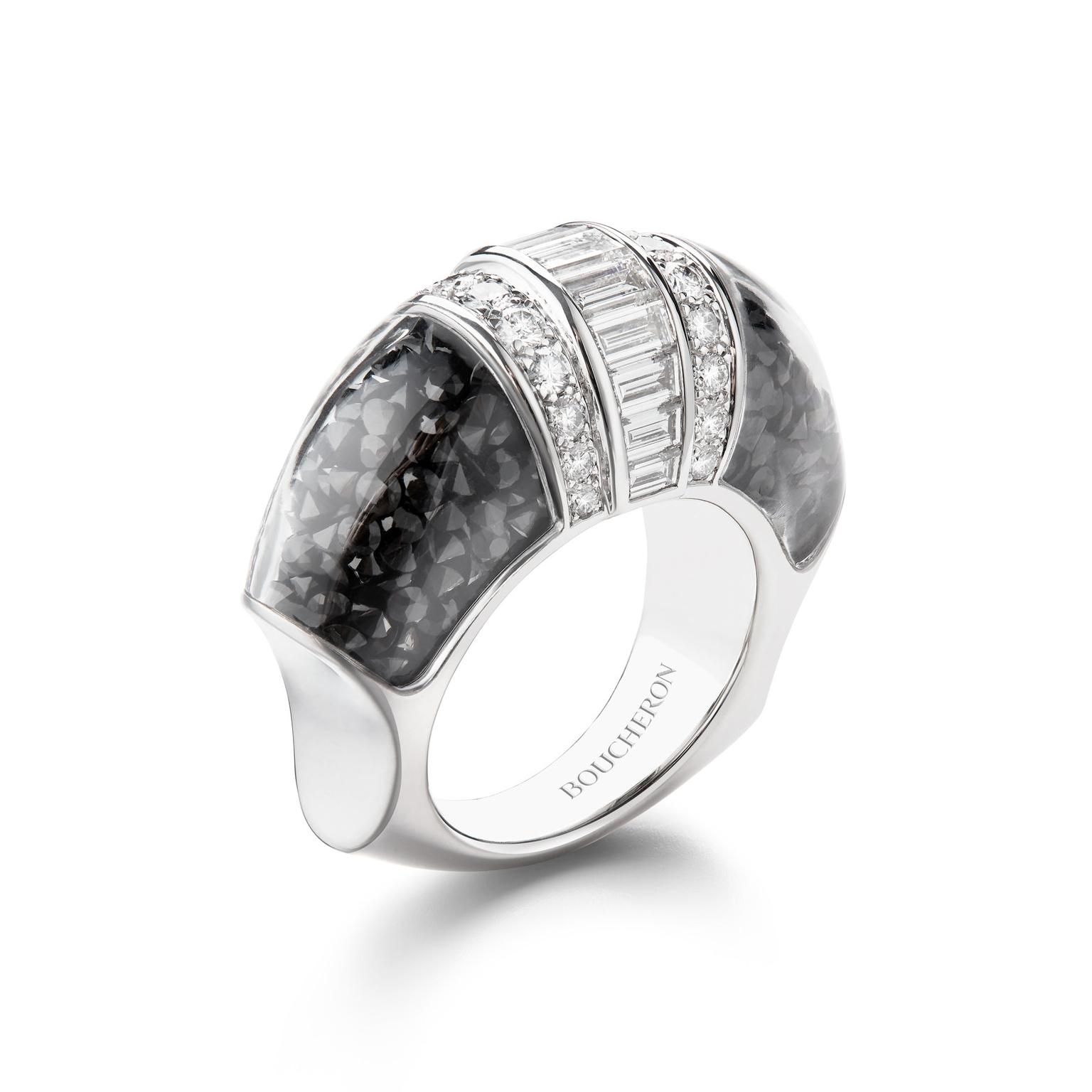 Boucheron Hiver Imperial Grand Nord ring with black spinels