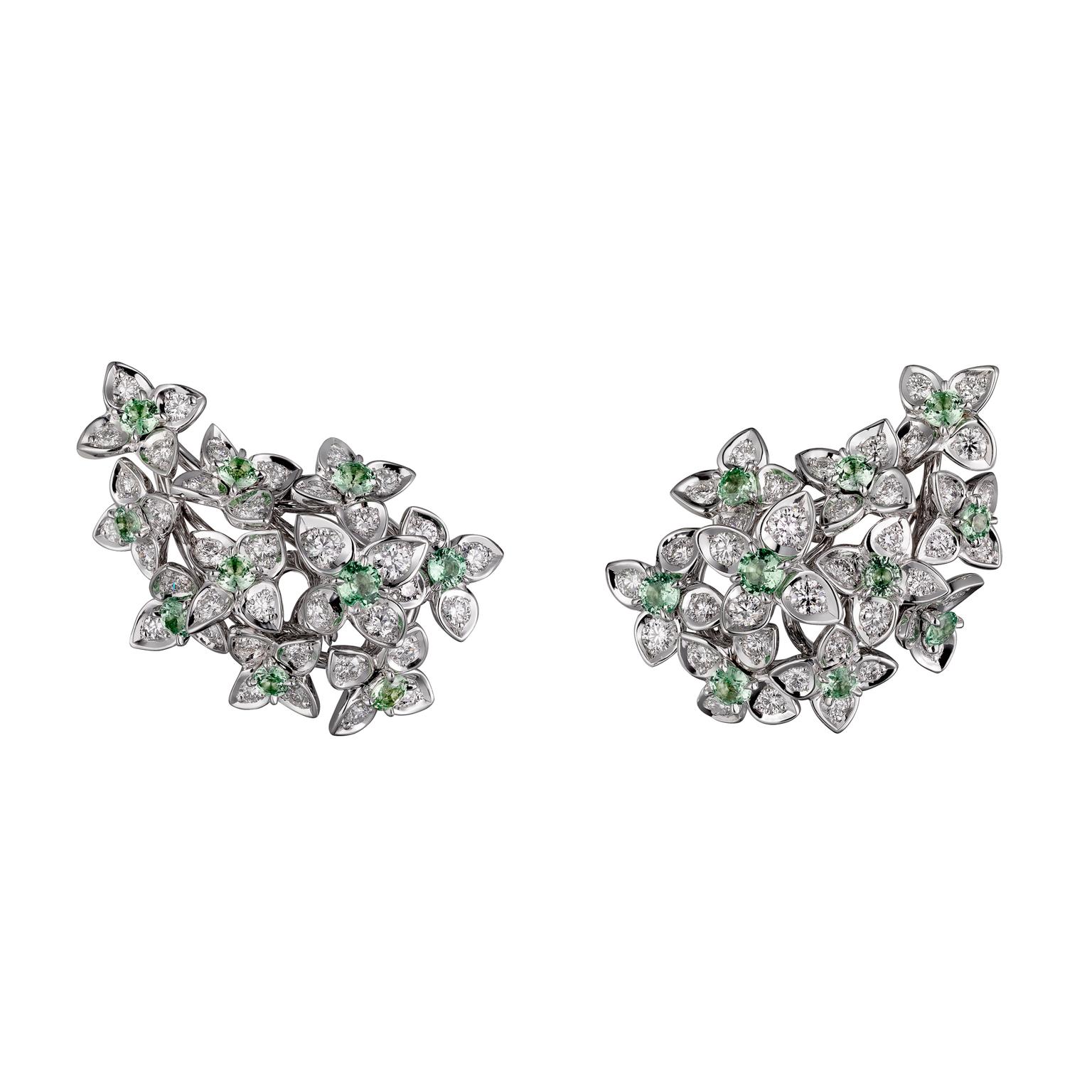 Cartier Magicien Mandragore diamond earrings with tsavorite garnets