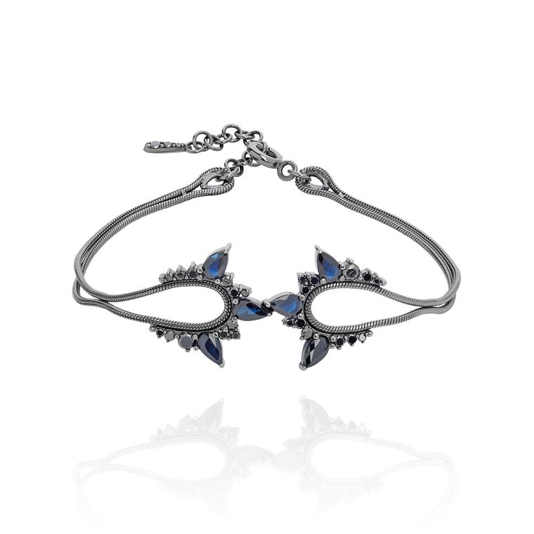 Electric sapphire and black diamond bracelet