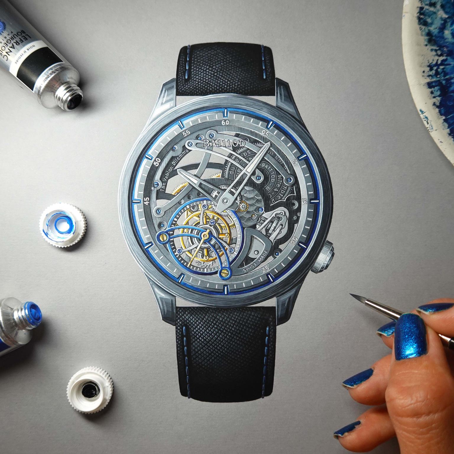 Painting Veblen Dilemma watch by Estelle Lagarde
