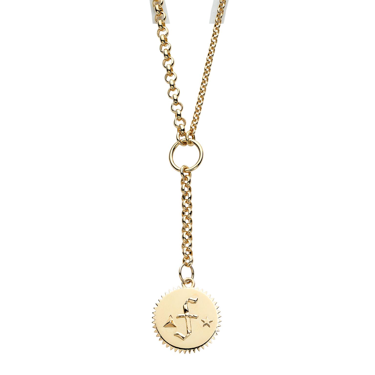 Foundrae alphabet mama medallion on 18” y necklace