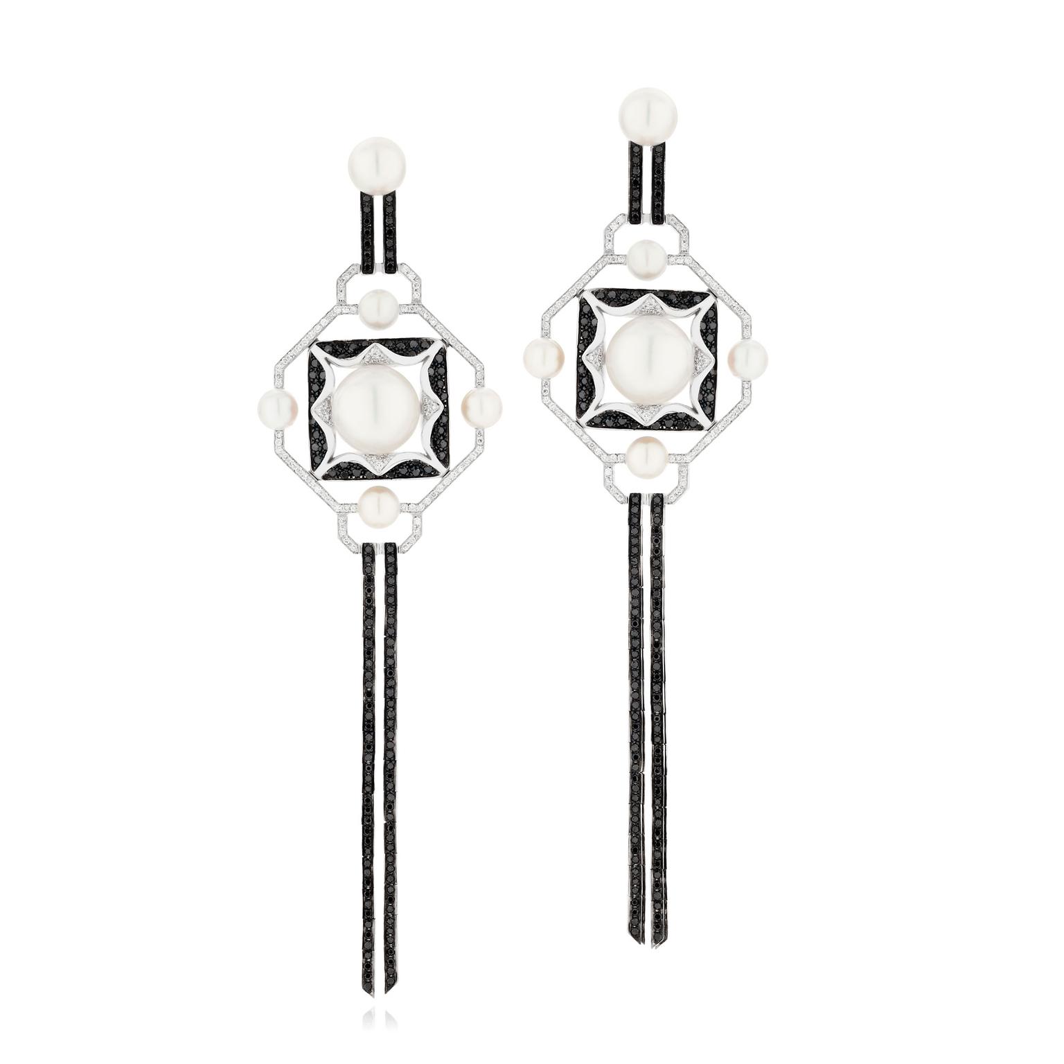 Sarah Ho white gold and black diamond earrings 