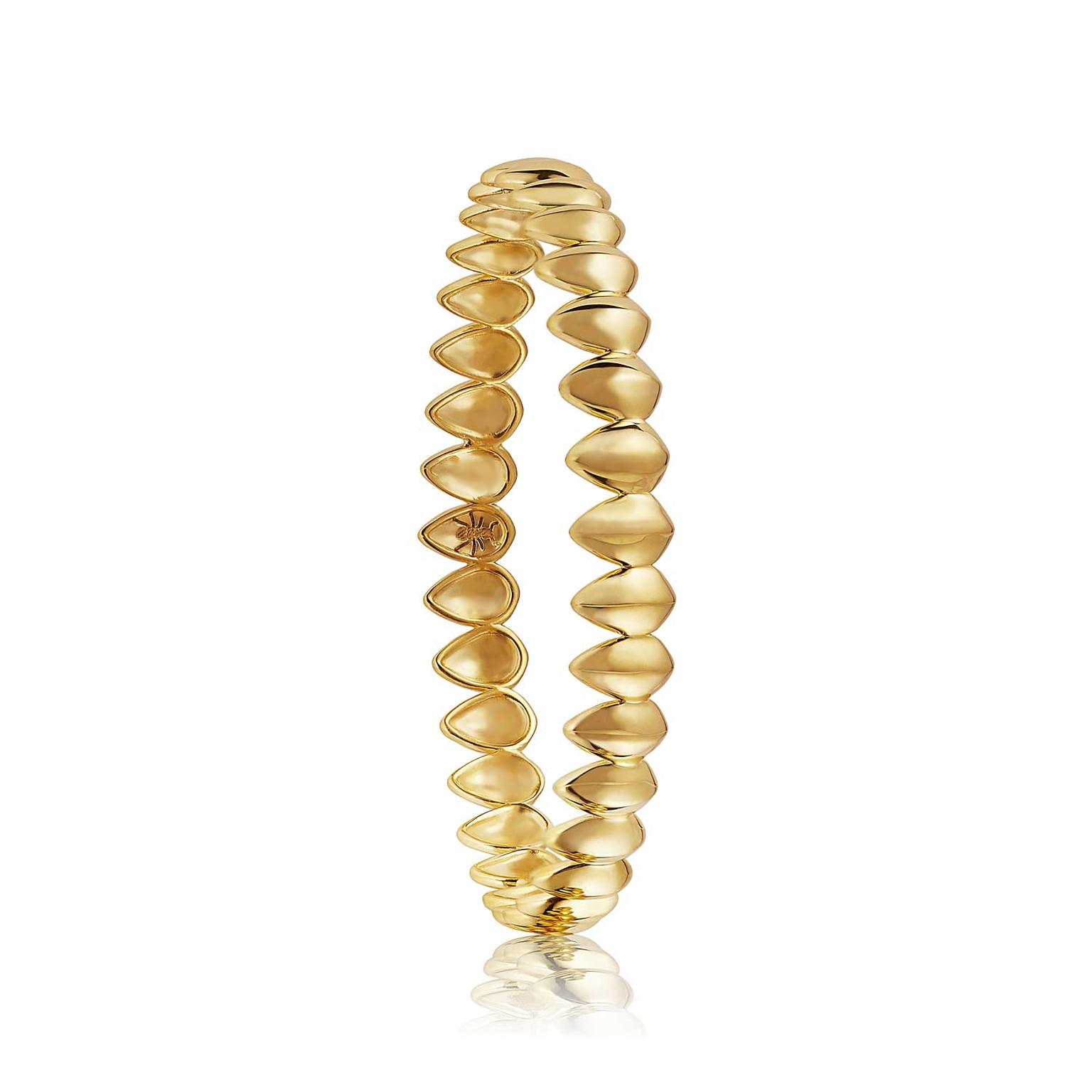 Patrick Mavros Pangolin Scale bangle in yellow gold