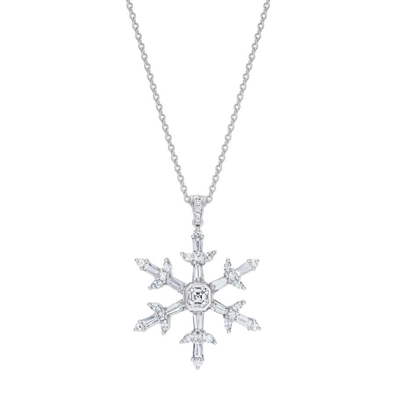 Hirsh diamond and platinum Snowflake pendant