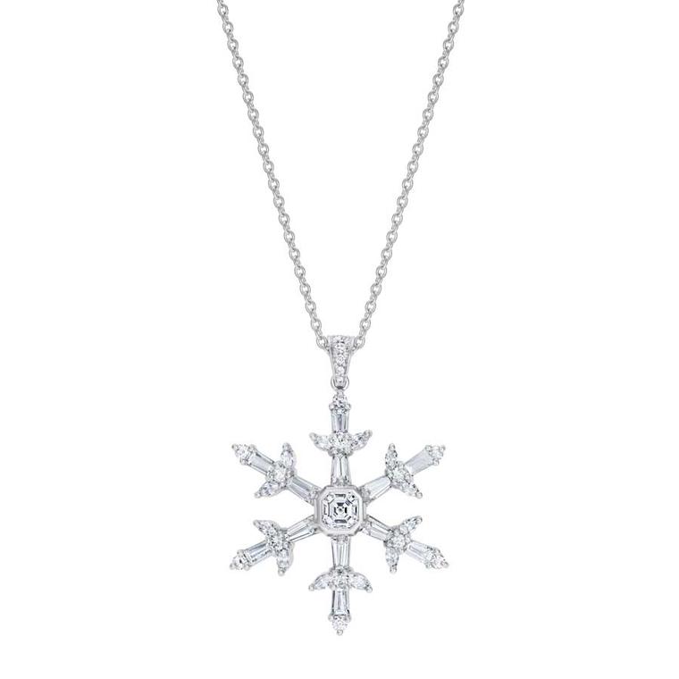 Hirsh diamond and platinum Snowflake pendant