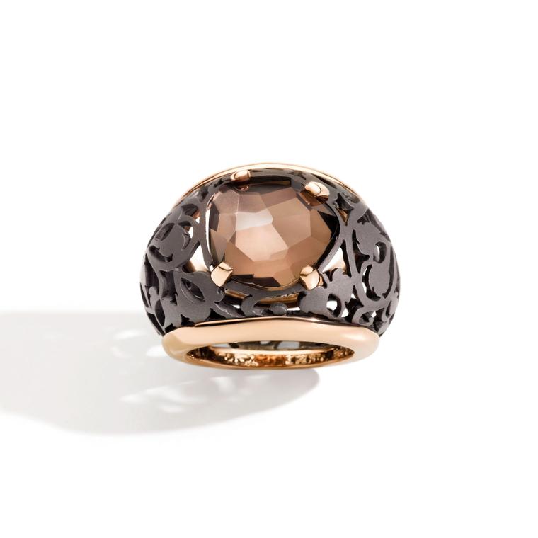 Pomellato titanium and rose gold Arabesque Noir ring